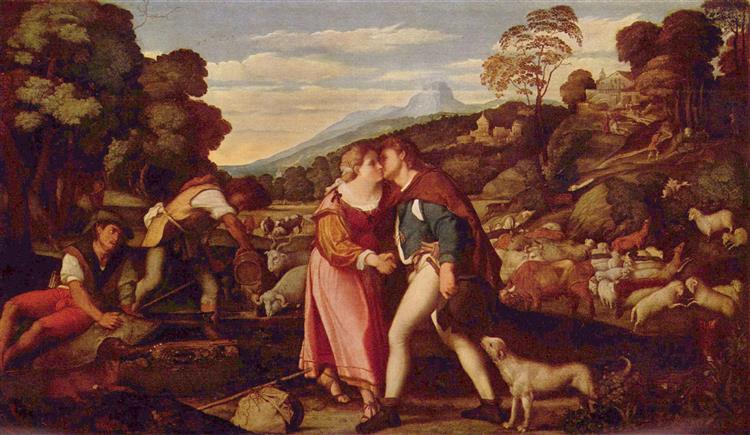 Jacob and Rachel, c.1520 - c.1525 - Jacopo Palma, o Velho