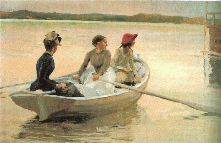 Flickorna I Båten - Albert Edelfelt