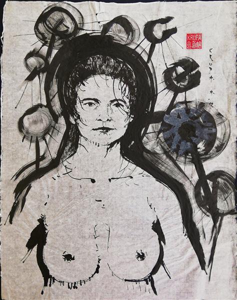The big breast girl in the field of dandelions, 2012 - Альфред Фредді Крупа