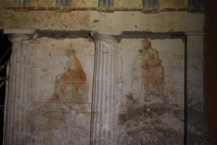 Fresco from the Tomb of Judgment in Ancient Mieza, Greece (Aeacus and Rhadamanthys), c.200 AC - Ancient Greek Painting and Sculpture