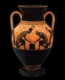 Exekias Amphora, Achilles and Ajax Engaged in a Game - Cerâmica da Grécia Antiga