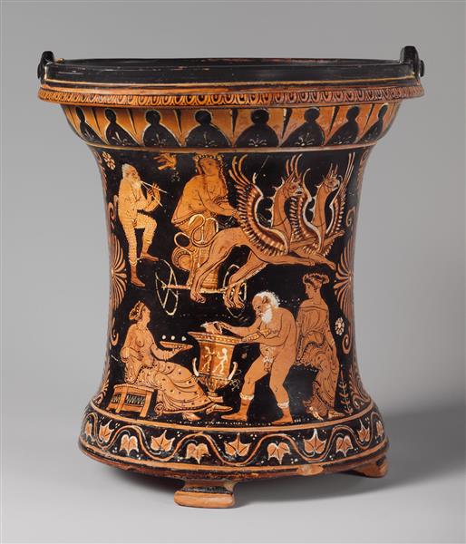 Terracotta Situla (bucket), c.340 AC - Cerâmica da Grécia Antiga