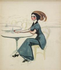 Woman at Café Table - Edward Hopper