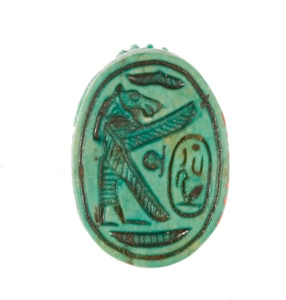 Scarab with Lion Headed Goddess Protecting Maatkare, c.1479 - c.1458 BC - Ancient Egypt