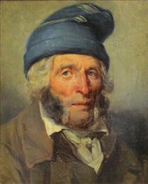 Portrait of man in blue cap - Никола-Туссен Шарле