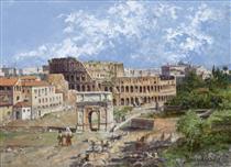 View of the Colosseum and the Arch of Constantine - Antonietta Brandeis