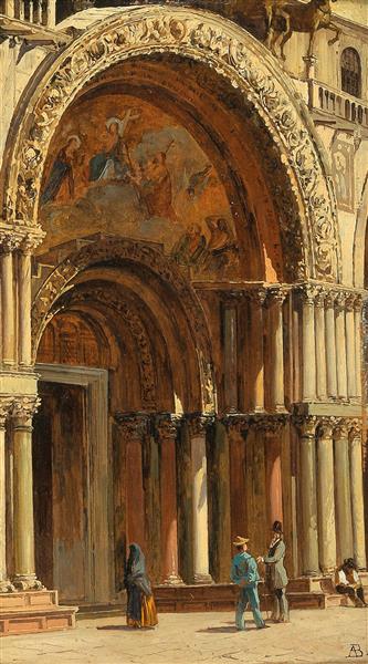 Venice, the Entrance to St Mark’s Basilica, 1926 - Antonietta Brandeis