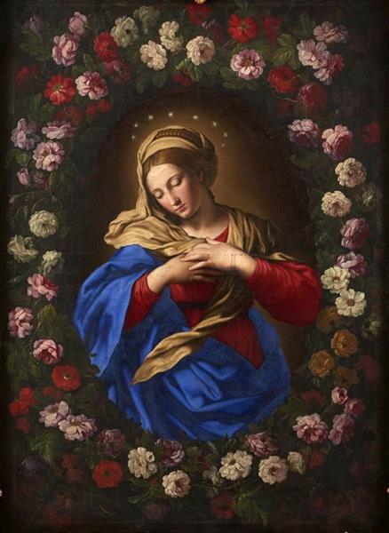 Our Lady in a garland of roses - Giovanni Battista Salvi da Sassoferrato