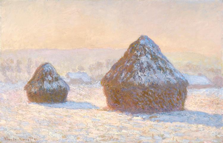 Wheatstacks, Snow Effect, Morning, 1891 - Claude Monet