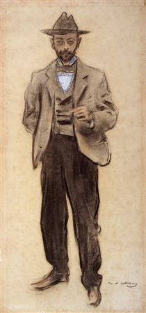 Portrait of Manolo Hugué - Ramón Casas