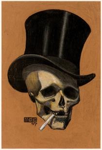 Skull with Cigarette - M.C. Escher