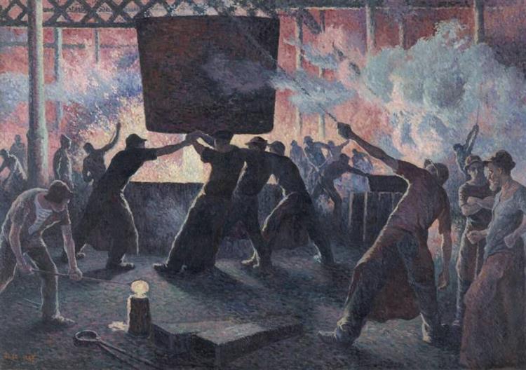 The iron foundry by Maximilien Luce (1899)