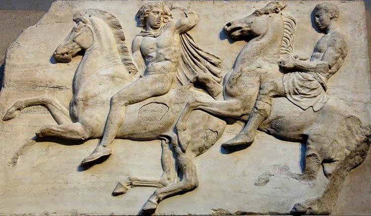 Cavalry from the Parthenon Frieze, 443 - 437 BC - Ancient Greek Painting and Sculpture