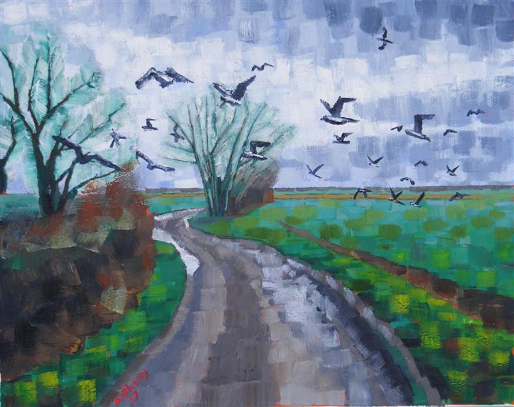65. Wheat Field with Gulls (after Crows) 2017 by Anthony D. Padgett (after Van Gogh Auvers Sur Oise 1890), 2017 - Anthony Padgett