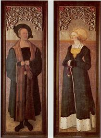 Stifterbild des Frankfurter Patriziers Claus Stalburg des Reichen  und seiner Frau Margarethe vom Rhein - Jerg Ratgeb