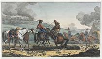 Mounted Artilleryman Leading Three Horses - Antoine Charles Horace Vernet
