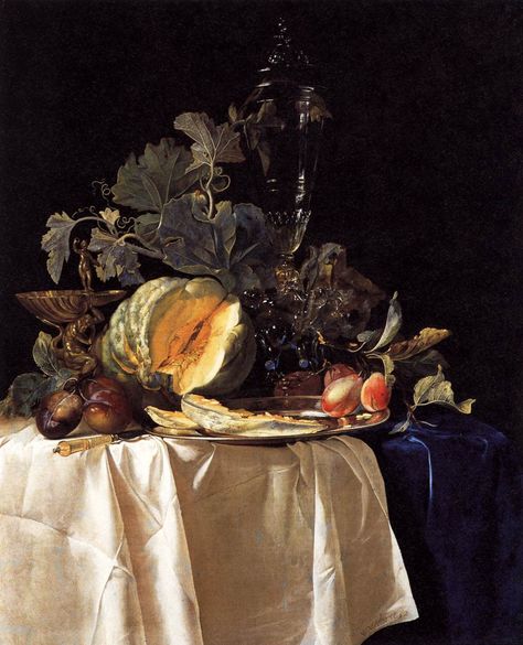 Still Life with Fruit and Crystal Vase - Willem van Aelst
