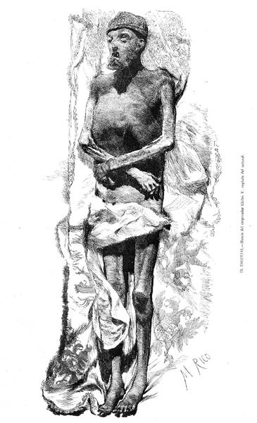 El Escorial, Mummy Of Emperor Charles V, Copied From Life, 1872 - Martín Rico