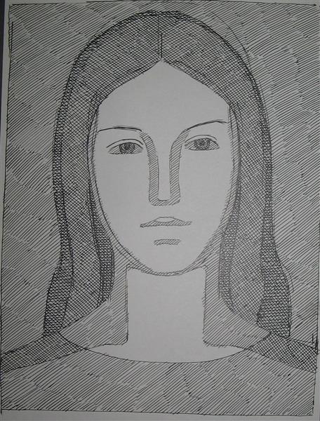 Beatrice. Illustration to Dante Alighieri's Book 'Vita Nova', 1964 - Григорий Иванович Гавриленко