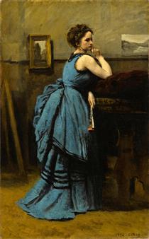 The Lady in Blue - Jean-Baptiste Camille Corot