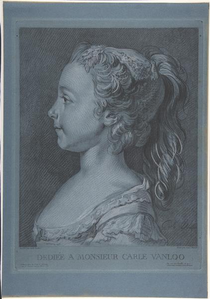 Head of a Young Girl in Profile - Charles André van Loo