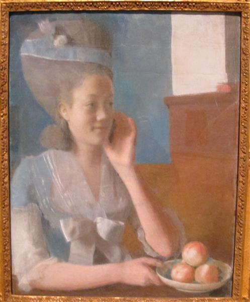 Portrait of Marie Jeanne Liotard with a basket of peaches, 1779 - Jean-Étienne Liotard