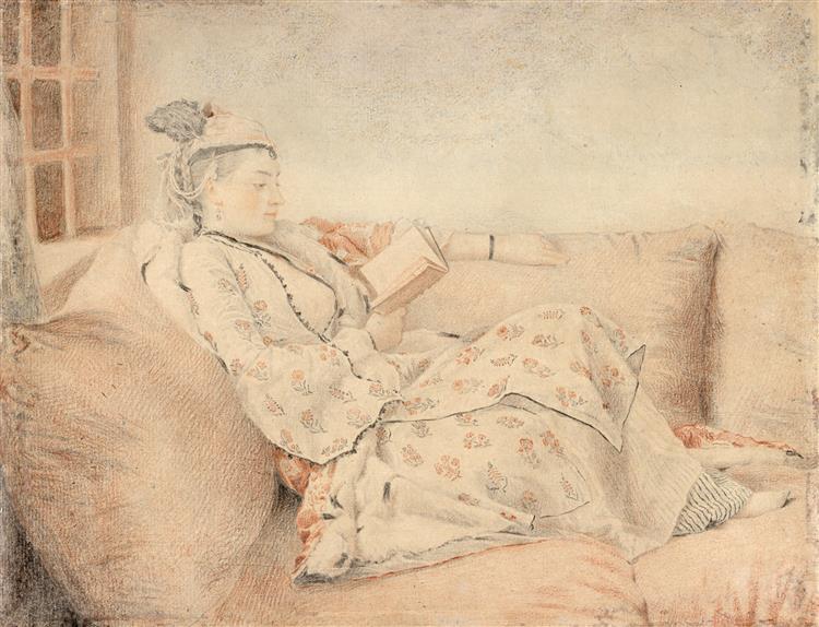 Lady in Turkish dress, reading, c.1740 - 1742 - Jean-Étienne Liotard