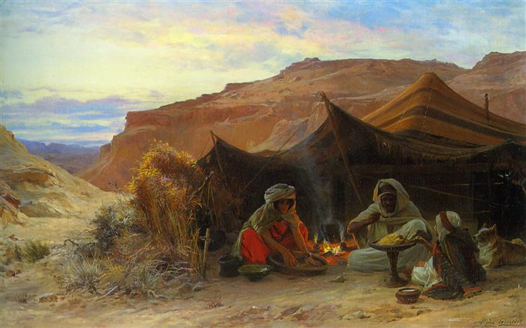 Bedouins in the Desert. - Eugène Girardet