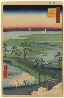 29. Moto Hachiman Shrine in Sunamura - Utagawa Hiroshige