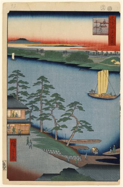 93. Niijuku Ferry, 1857 - Утаґава Хіросіґе