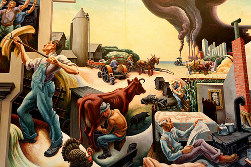 A Social History of the State of Missouri (detail) - Hay Thrower, 1936 - Thomas Hart Benton