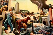 A Social History of the State of Missouri (detail) - Hay Thrower - Thomas Hart Benton