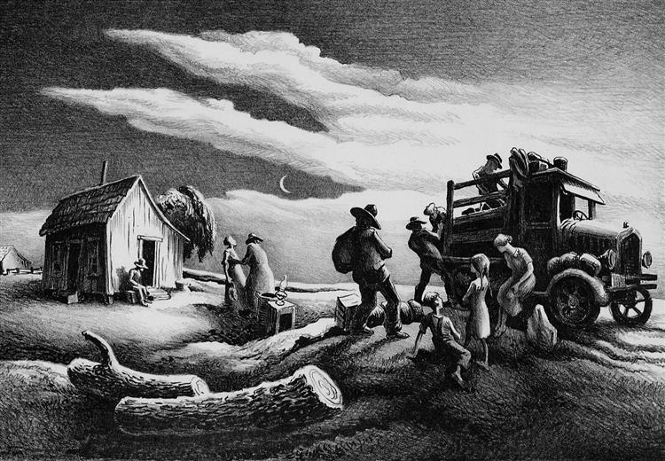 Departure of the Joads from 'The Grapes of Wrath', 1939 - Thomas Hart Benton