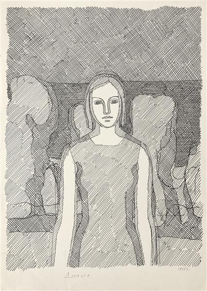 Female image. Illustration to Dante "Vita Nova", 1965 - Hryhorii Havrylenko