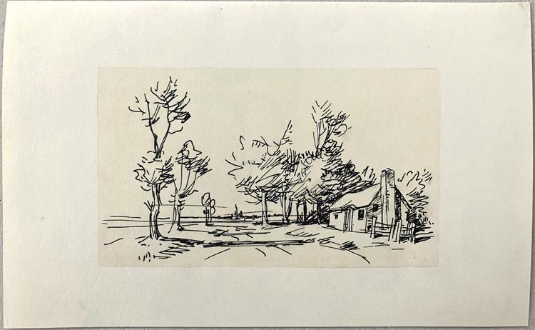 House by the road. Stebliv (?), 1956 - Hryhorii Havrylenko