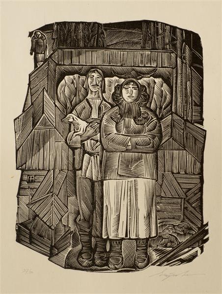 Ivan and Palagna. Illustration to Mykhailo Kotsyubynsky's Tale 'Shadows of Forgotten Ancestors', 1963 - Georgyi Yakutovytch