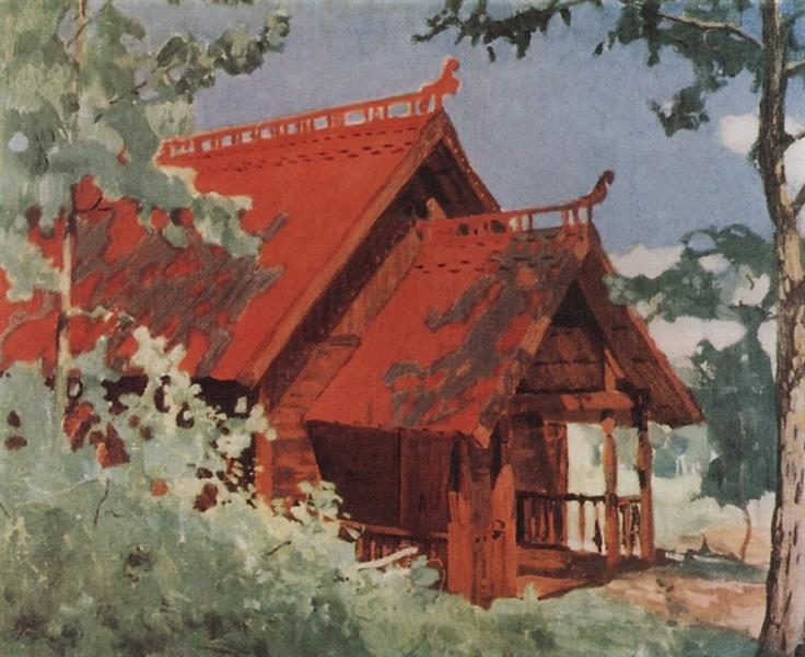 Red house. Rylov's workshop on the banks of the Volga, 1910 - Arkadi Rylov