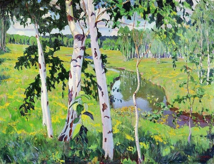 Landscape with a river, 1913 - Arkady Rylov