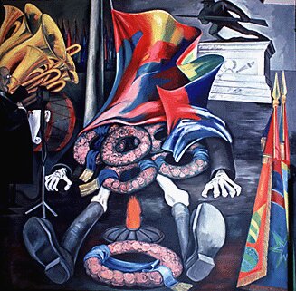 Panel 18. Modern Human Sacrifice - The Epic of American Civilization, 1932 - 1934 - Jose Clemente Orozco
