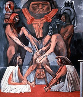 Panel 3. Ancient Human Sacrifice - The Epic of American Civilization, 1932 - 1934 - Jose Clemente Orozco