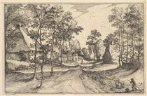 A Village Road, Plate 14 from Regiunculae Et Villae Aliquot Ducatus Brabantiae - Meister der kleinen Landschaften