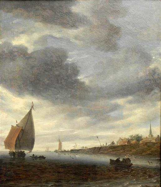 Binnengewässer Mit Segelboot - Salomon van Ruysdael