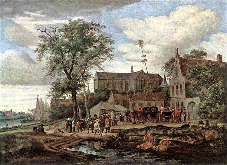 Tavern with May Tree - Salomon van Ruysdael