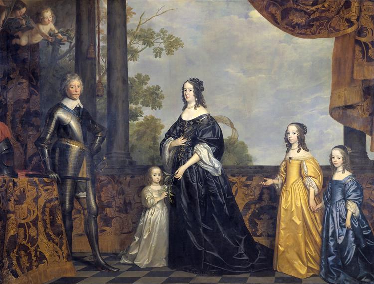 Group Portait of Frederick Henry, Prince of Orange, Amalia of Solms-Braunfels and Their Three Youngest Daughters, 1647 - Геррит ван Хонтхорст