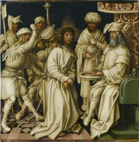 Pontius Pilate washing his hands (Grey Passion-7), c.1494 - c.1500 - Hans Holbein the Elder