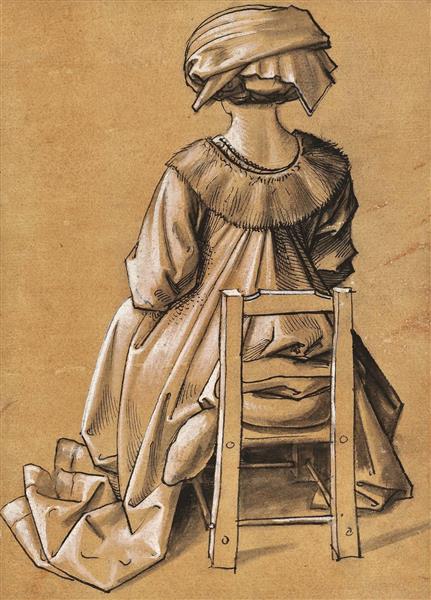 Sitzende Frau von hinten, c.1500 - Hans Holbein, o Velho