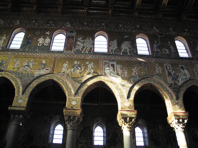 Interior, Monreale Cathedral, Italy, 1174 - Romanesque Architecture