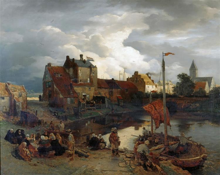 In the Port of Ostend, 1866 - Андреас Ахенбах