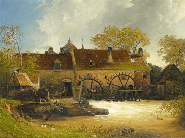 Water mill on the river, 1878 - Andreas Achenbach