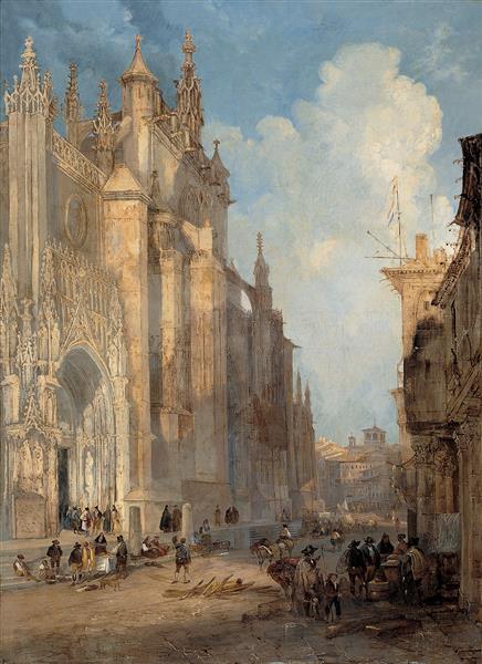 Seville Catedral on the Side of the Steps, 1835 - 赫纳罗·佩雷斯·比利亚米尔
